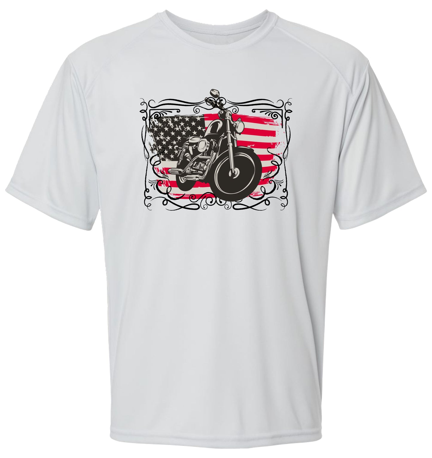 102 SM Flag and Motorcycle Short Sleeve UPF 50+ Shirt Lake Shirt Outdoor Shirt Biker Shirt Casual Shirt Fishing Shirt Beach Shirt