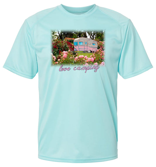 105 SW Camper and Roses Short Sleeve UPF 50+ Shirt Lake Shirt Outdoor Shirt Beach Shirt Gardening Shirt