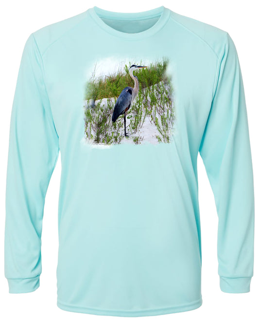 10 LM Blue Heron Long Sleeve UPF 50+ Shirt Beach Shirt Fishing Shirt