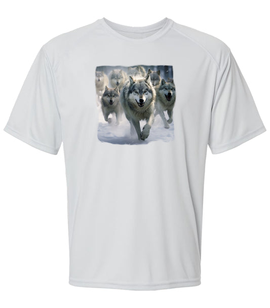 119 SM Wolves running in Snow Short Sleeve UPF50+ Shirt