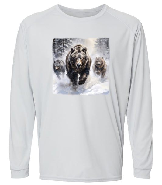 129 LM Bears running in Snow Long Sleeve UPF50+ Shirt