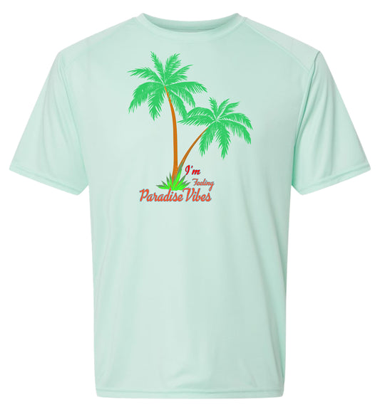 133 SW I'm Feeling Paradise Vibes Short Sleeve UPF 50+ Shirt Casual Shirt Lake Shirt Beach Shirt Gardening Shirt