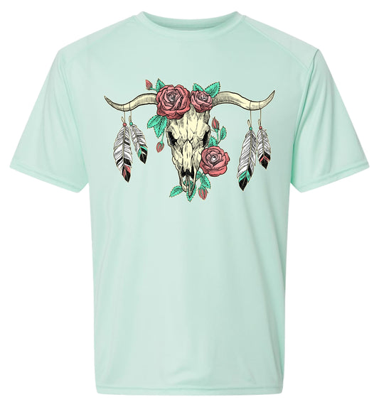 135 SW Bull Skull Short Sleeve UPF 50+ Shirt Casual Shirt Lake Shirt Outdoor Shirt Beach Shirt