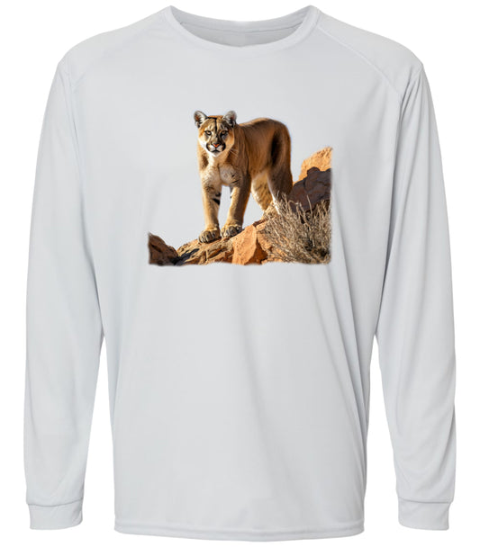 136 LM Cougar on Rocks Long Sleeve UPF50+ Shirt