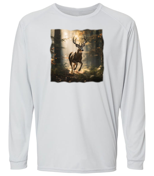 140 LM Deer running through Forest Long Sleeve UPF50+ Shirt