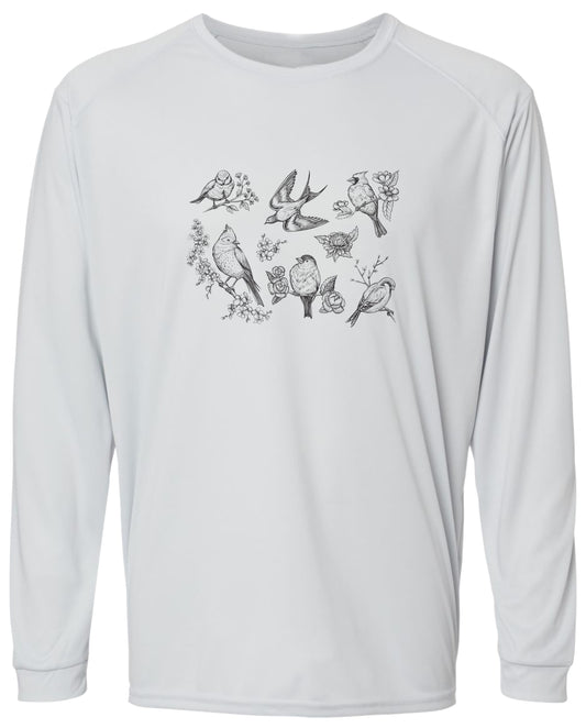 15 LW Birds 2 Long Sleeve UPF 50+ Shirt Lake Shirt Outdoor Shirt Gardening Shirt Beach Shirt Casual Shirt