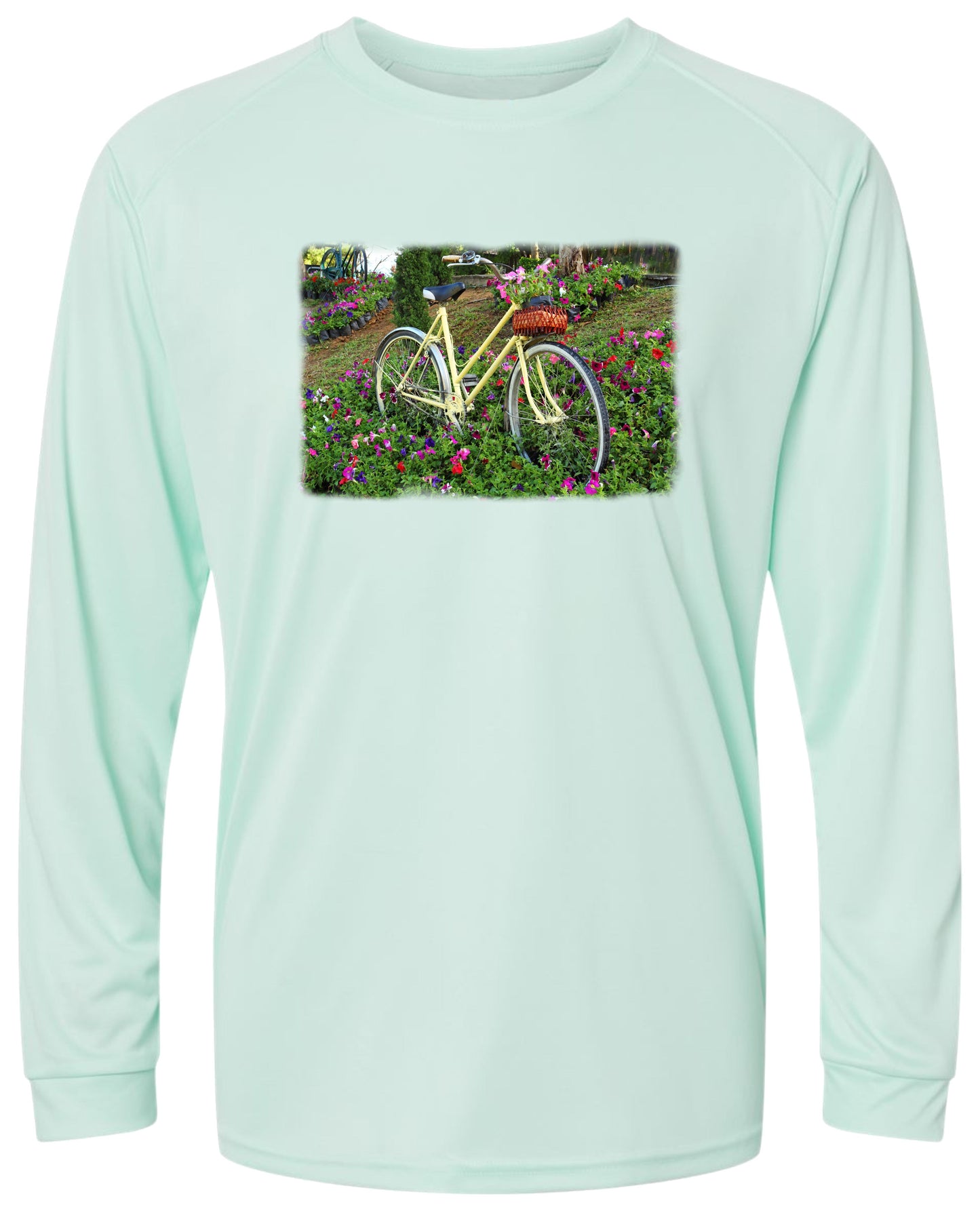 18 LW Bicycle Flowers Long Sleeve UPF 50+ Shirt Lake Shirt Beach Shirt Outdoor Shirt Casual Shirt Gardening Shirt