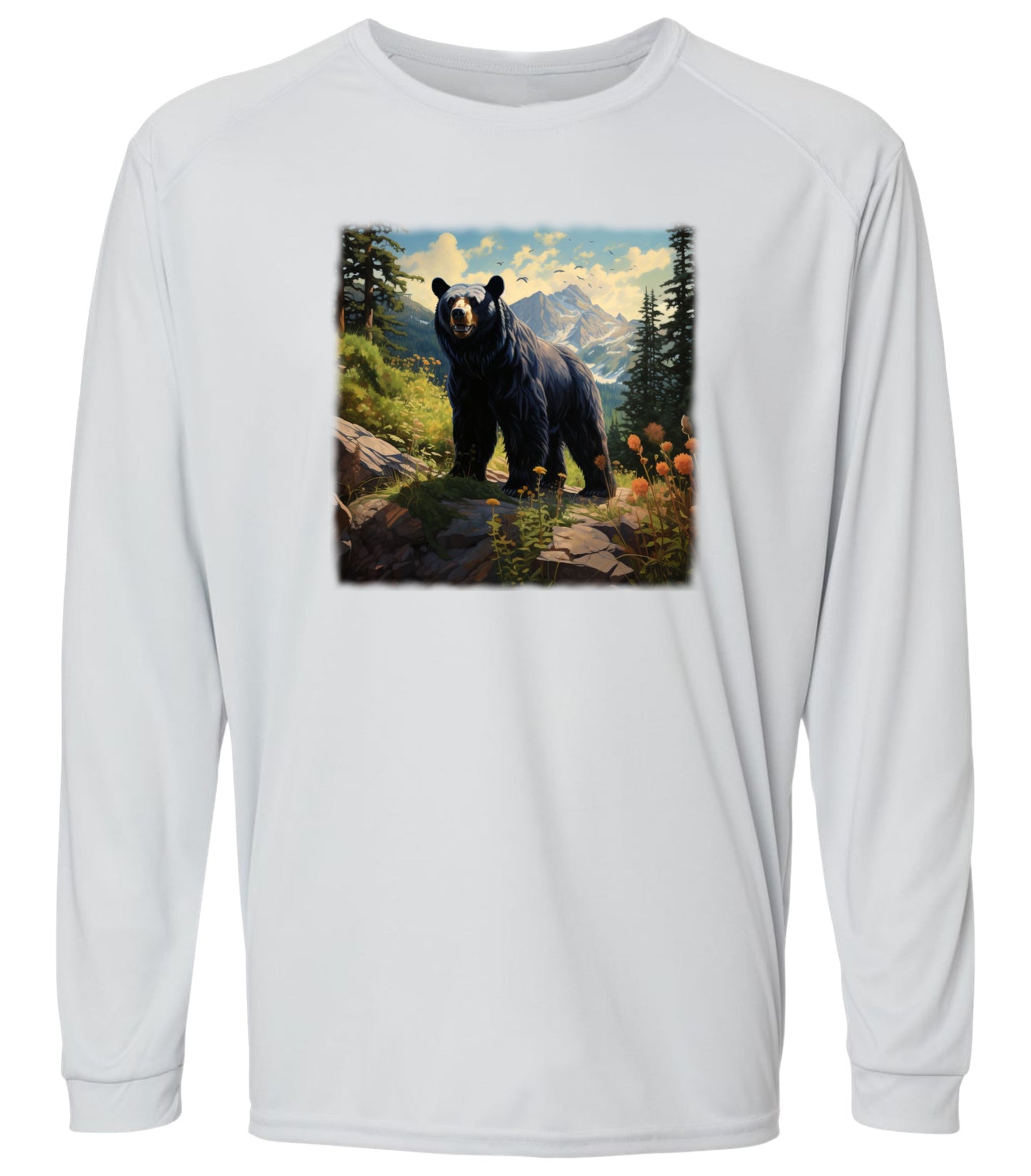 #25US Bear in Grassy Field Long Sleeve UPF50+ Shirt