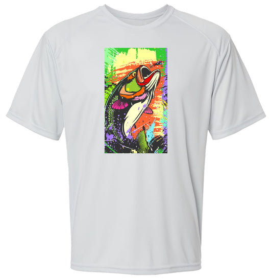 30 SM Art Bass Short Sleeve UPF 50+ Shirt Fishing Shirt Lake Shirt Beach Shirt Outdoor Shirt Wildlife Shirt Bass Fishing Shirt