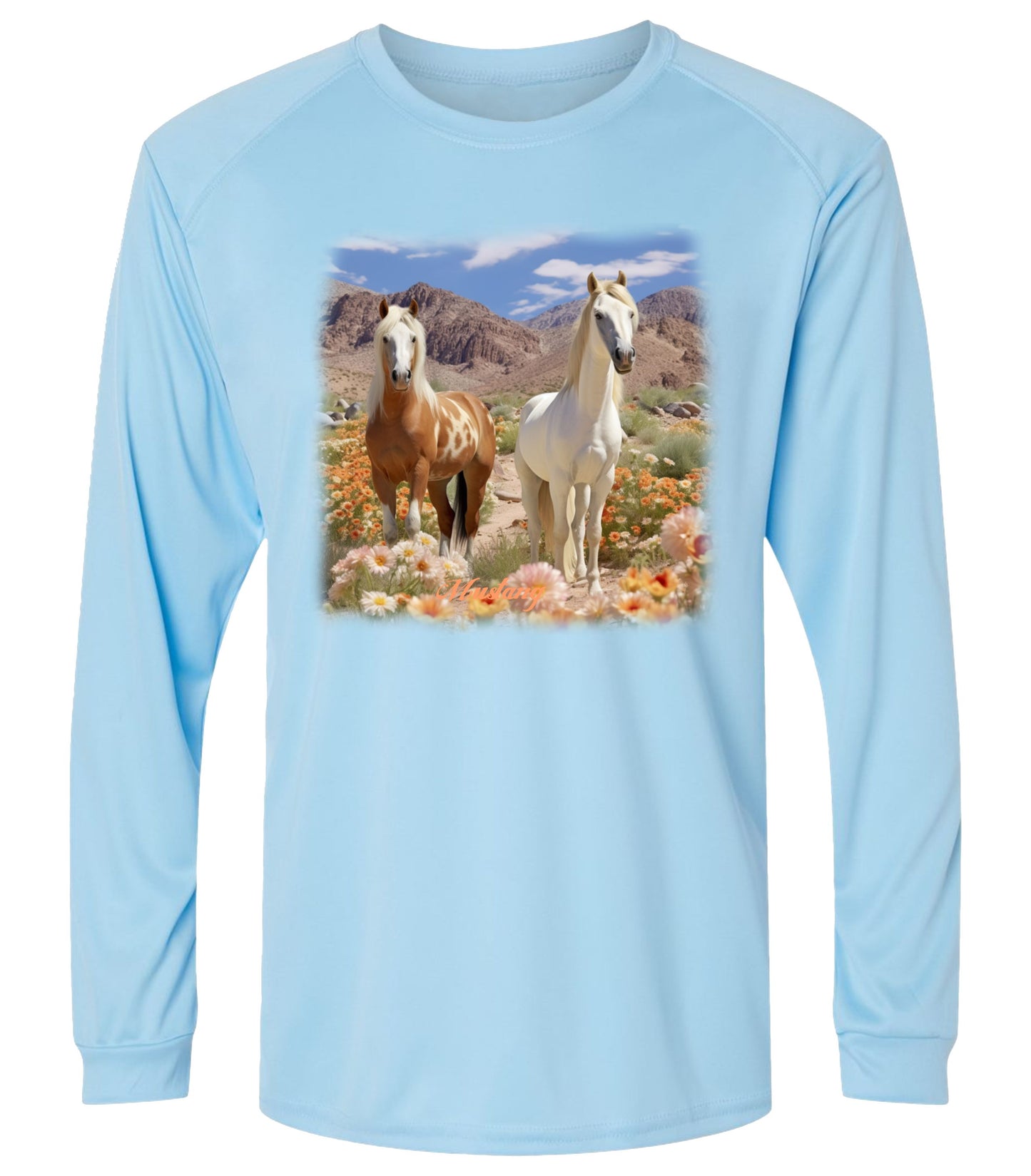 #39US Mustangs and Flowers Long Sleeve UPF50+ Shirt