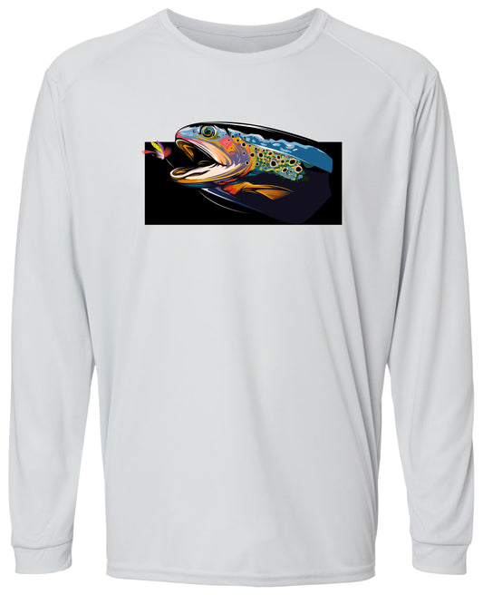 39 LM Black Fish Long Sleeve UPF 50+ Shirt Trout Fishing Lake Shirt Fishing Shirt Beach Shirt