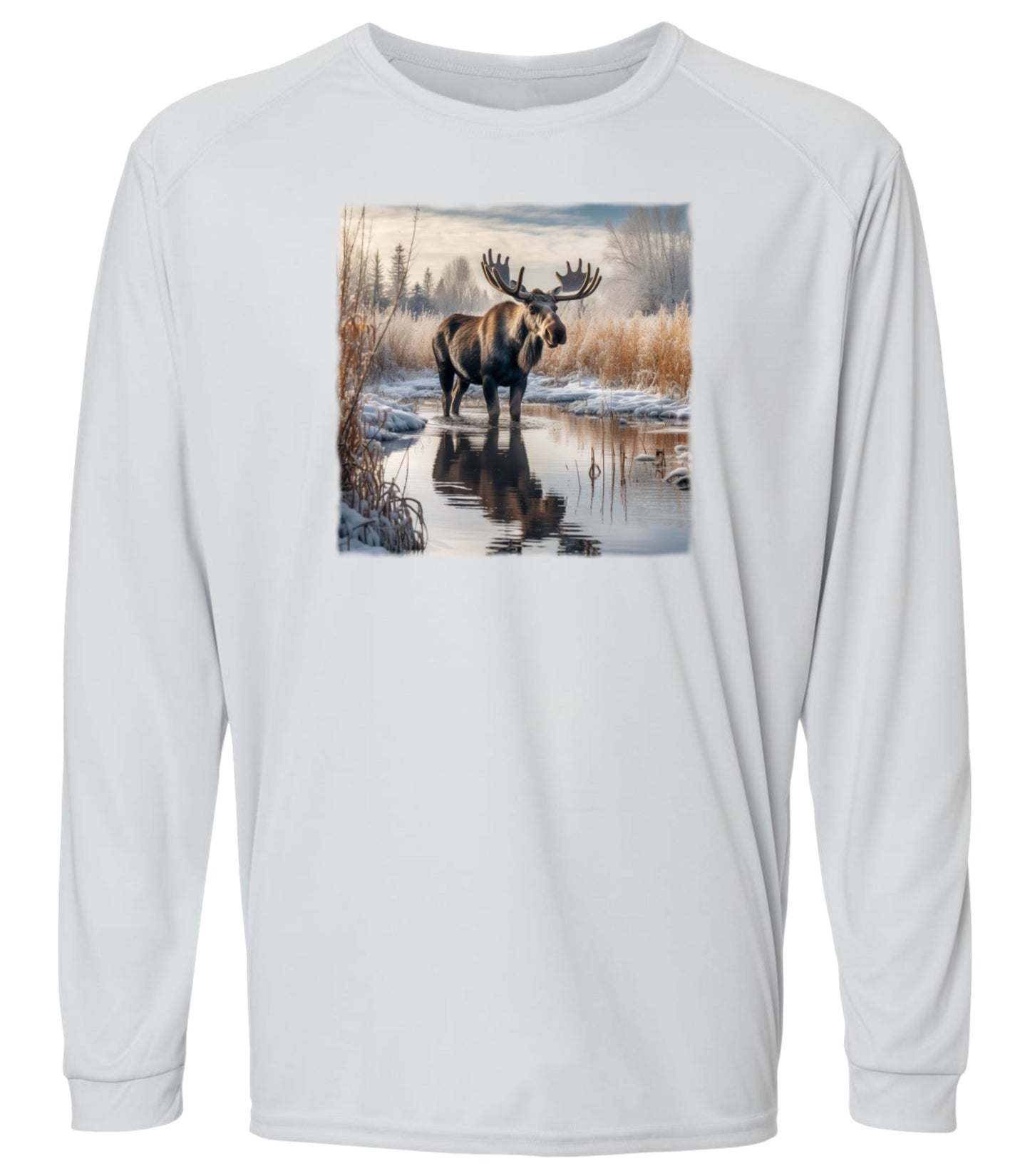 #42US Moose in Water Long Sleeve UPF50+ Shirt