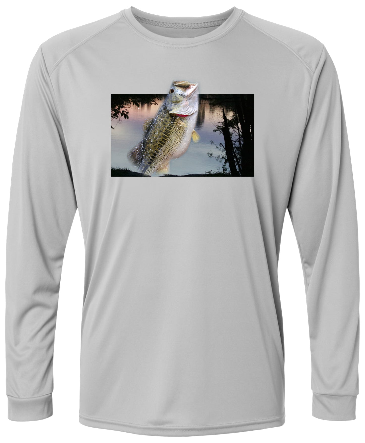 55 LM Bass and Sunset Long Sleeve UPF 50+ Shirt Fishing Shirt Lake Shirt Beach Shirt Bass Fishing Shirt