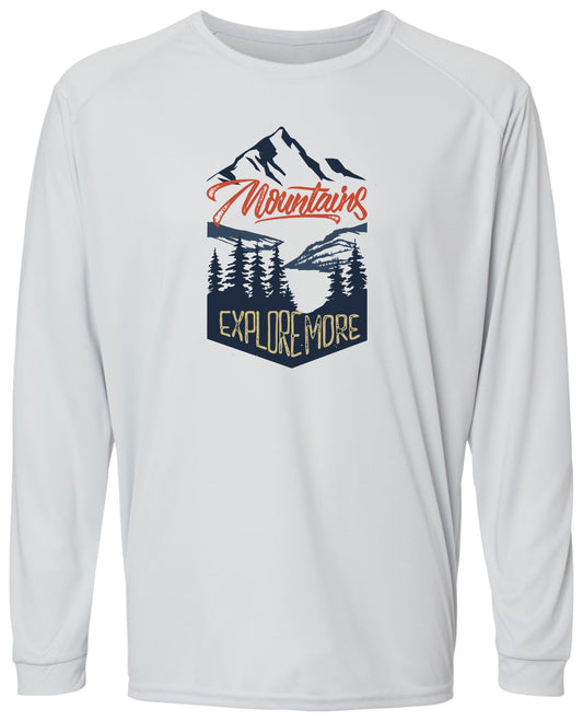 74 LM Mountain and Pine Trees Long Sleeve UPF 50+ Shirt Adventure Shirt Mountain Shirt Outdoor Shirt Fishing Shirt