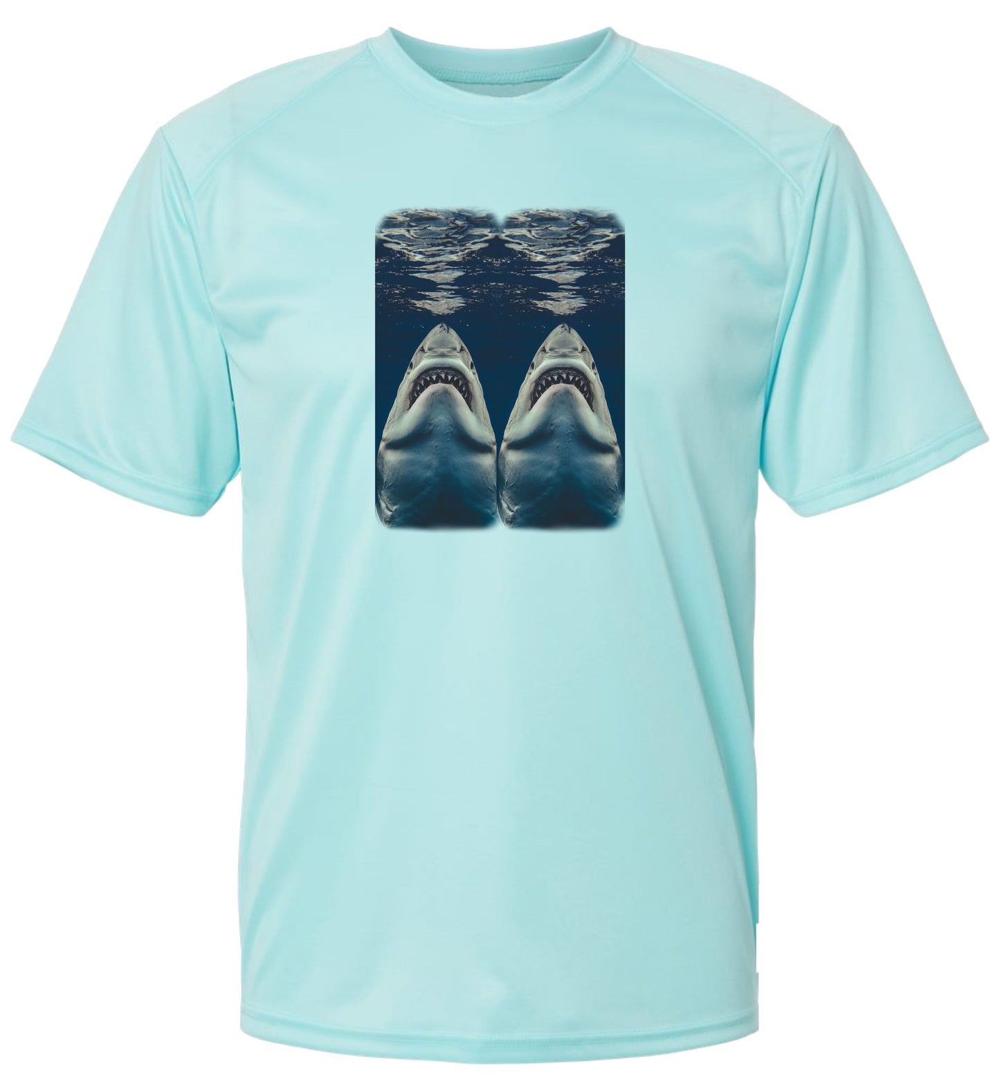 7 SM Two Sharks Short Sleeve UPF 50+ Shirt Fishing Shirt Lake Shirt Beach Shirt Deep Sea Fishing Shirt Outdoor Shirt