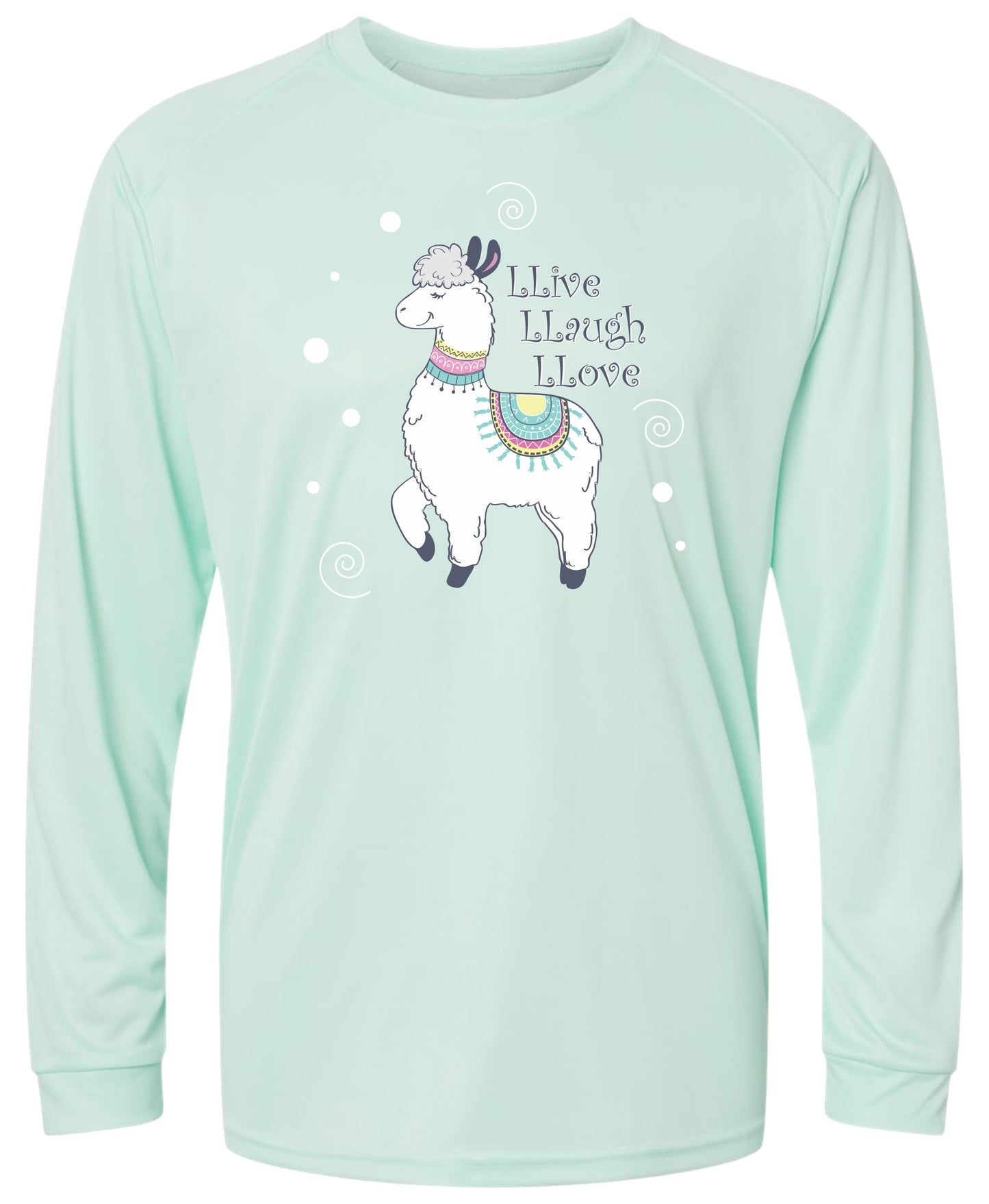 80 LW Llive Llaugh Llove Llama Long Sleeve UPF 50+ Shirt Lake Shirt Outdoor Shirt Casual Shirt Gardening Shirt Beach Shirt