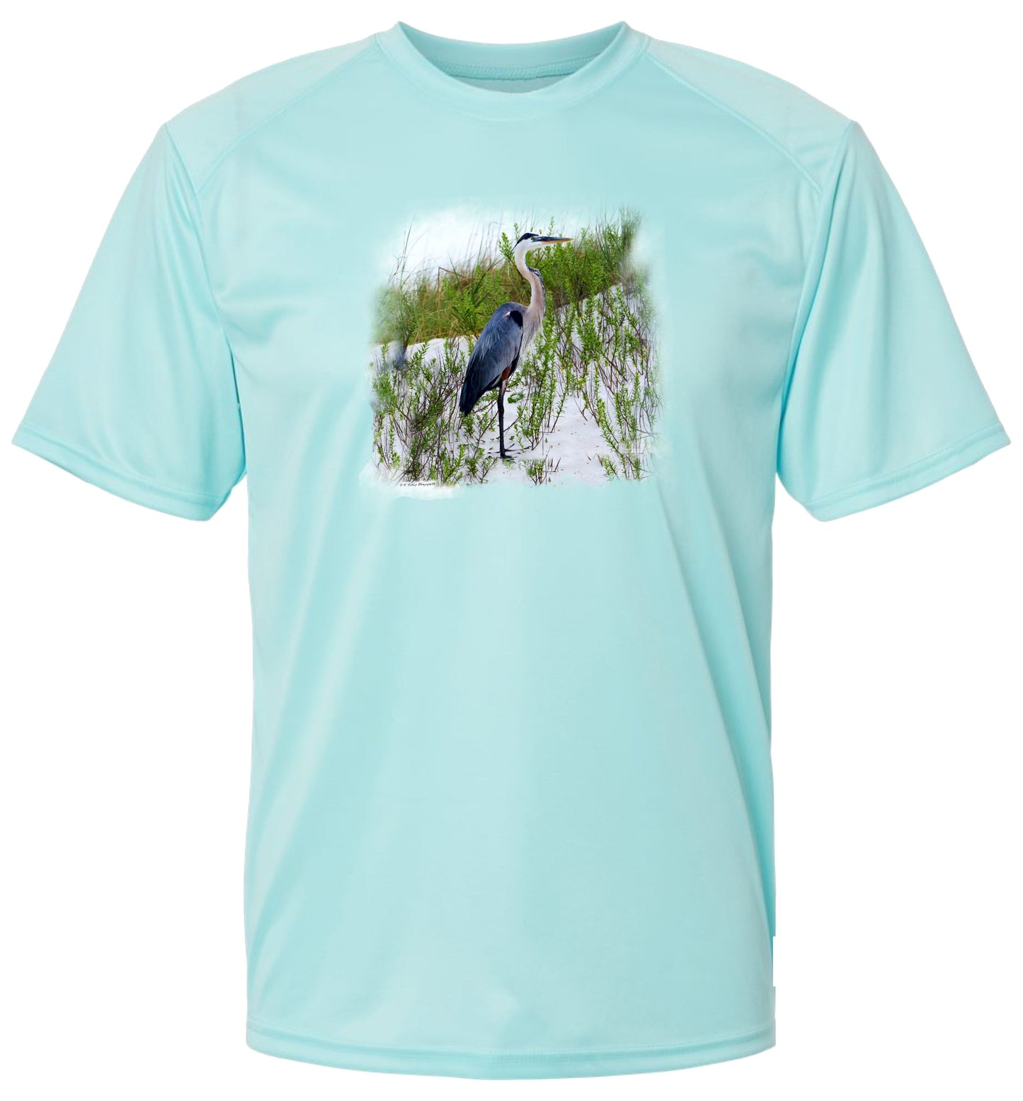 9 SM Blue Heron Short Sleeve UPF 50+ Shirt Wildlife Shirt Beach Shirt Lake Shirt Outdoor Shirt Gardening Shirt